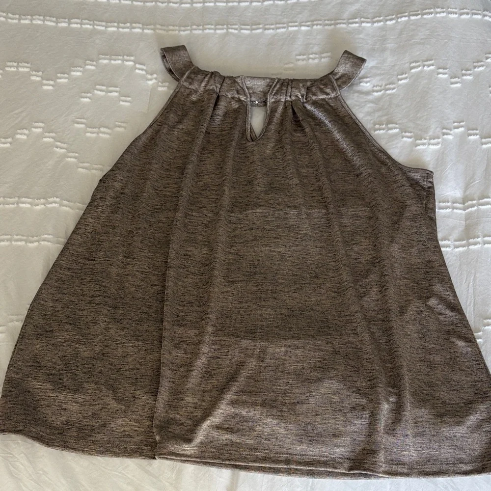 INC International Concepts Sleeveless Gold, Tan & Brown Heathered Women's Top